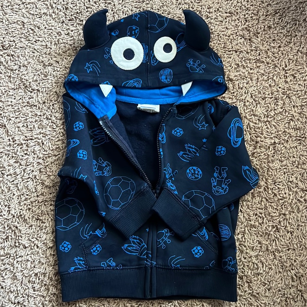 Gymboree boys size 12-24 months zip monster hoodie